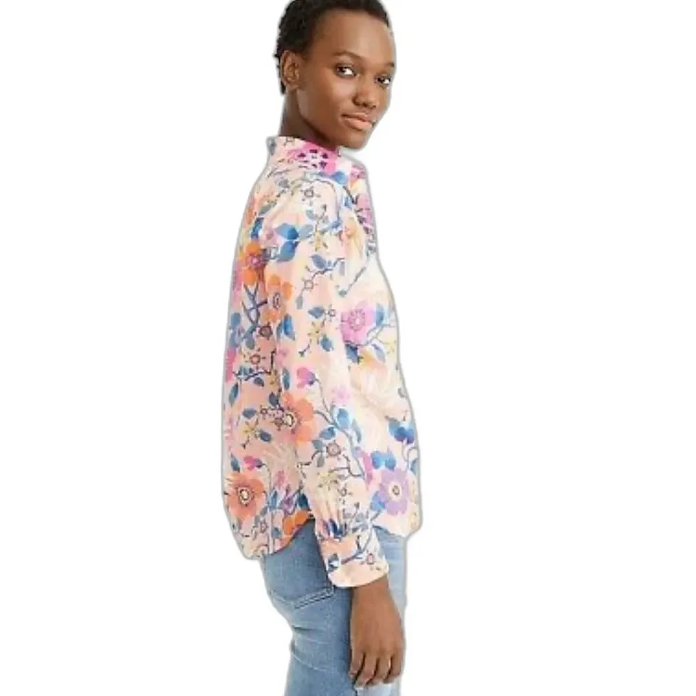Liberty Art Fabrics for J. Crew Partial Button Down Floral Print Top Size 2
